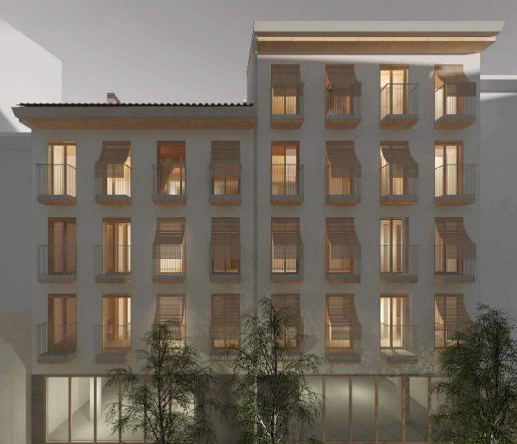 Recreación del edificio para 13 viviendas protegidas en Descalzos, diseño del estudio de arquitectura ganador.