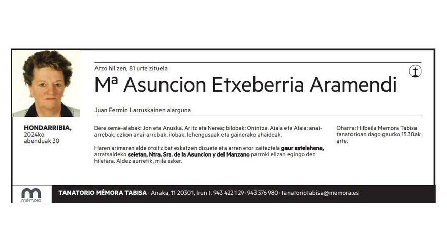 Mª Asuncion Etxeberria Aramendi