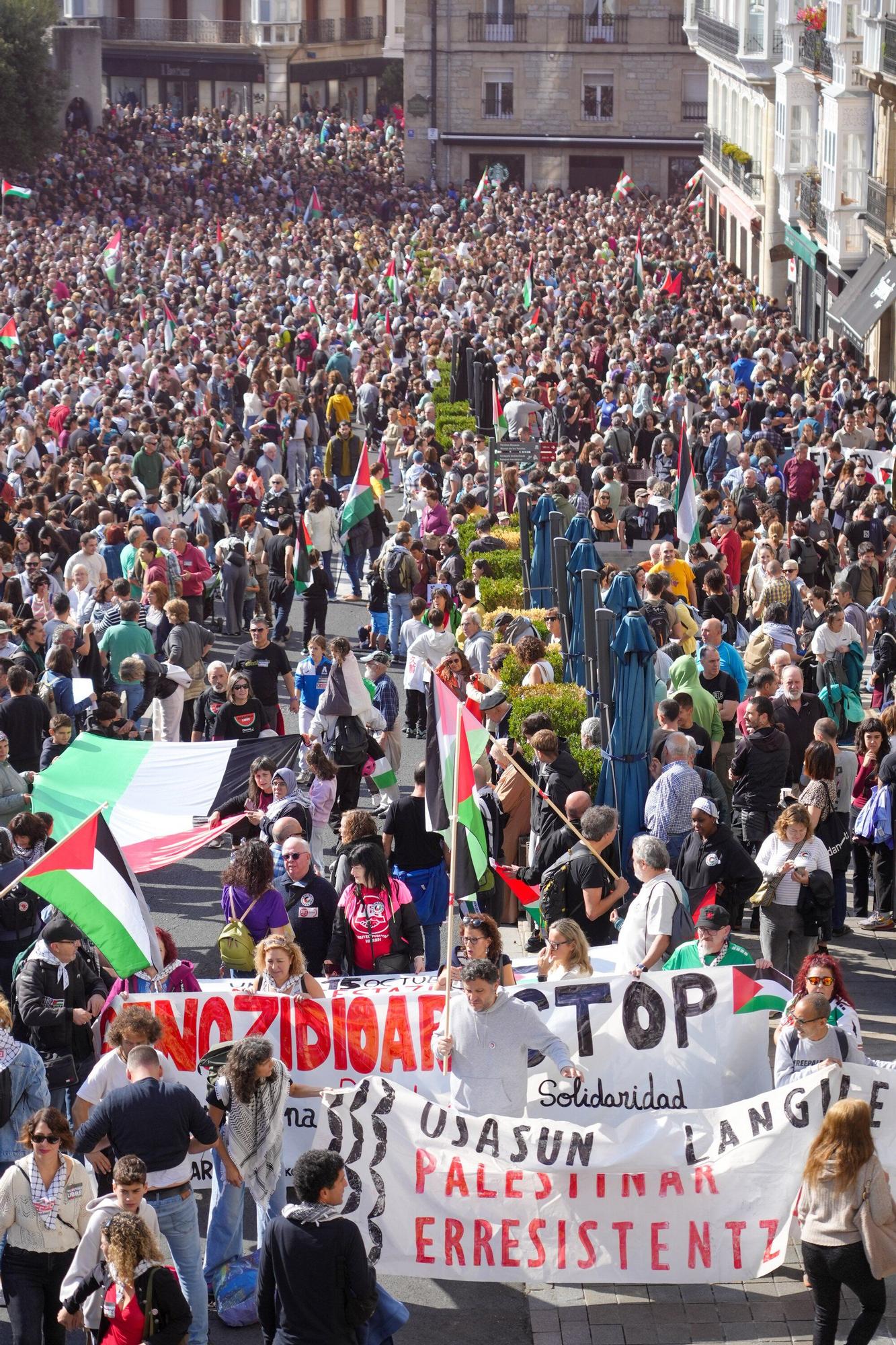 Manifestación en favor del pueblo de Gaza en Vitoria