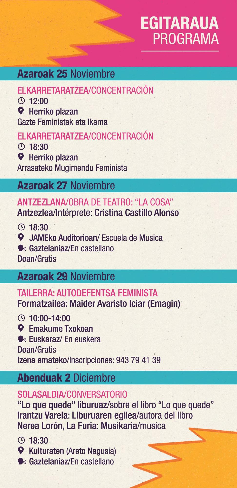 Programa de actividades.