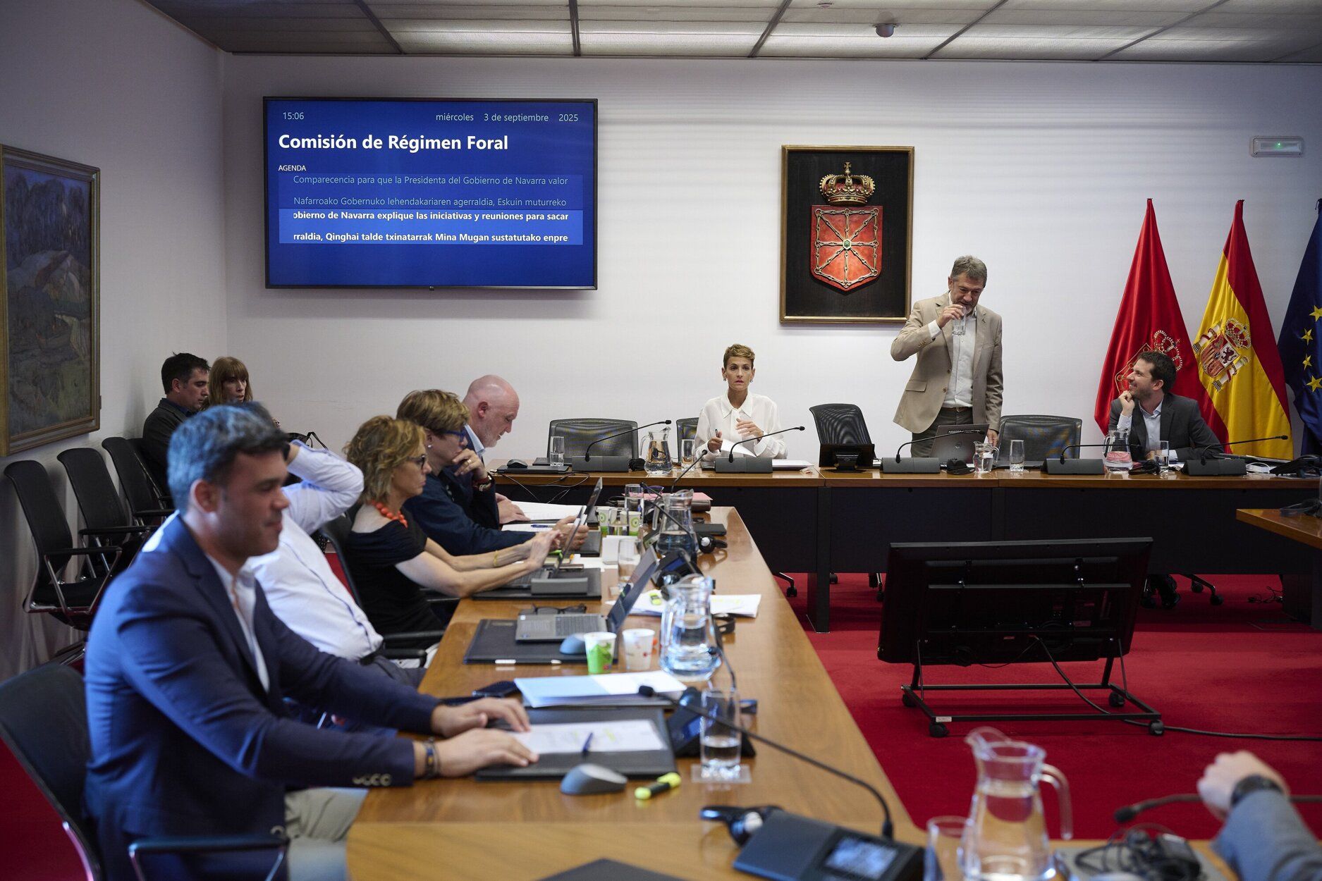 Chivite, en la Comisión de Régimen Foral del Parlamento de Navarra