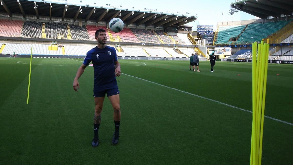 David García, en el entrenamiento previo ante el Brujas.