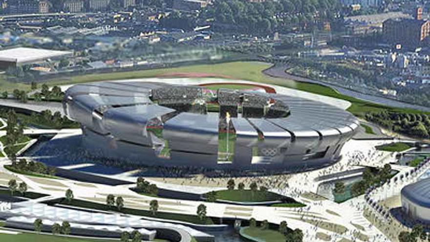 Fotografía del Estadio Olímpico de Londres 2012 construido en la zona este de la capital británica, en el barrio de Stratford.