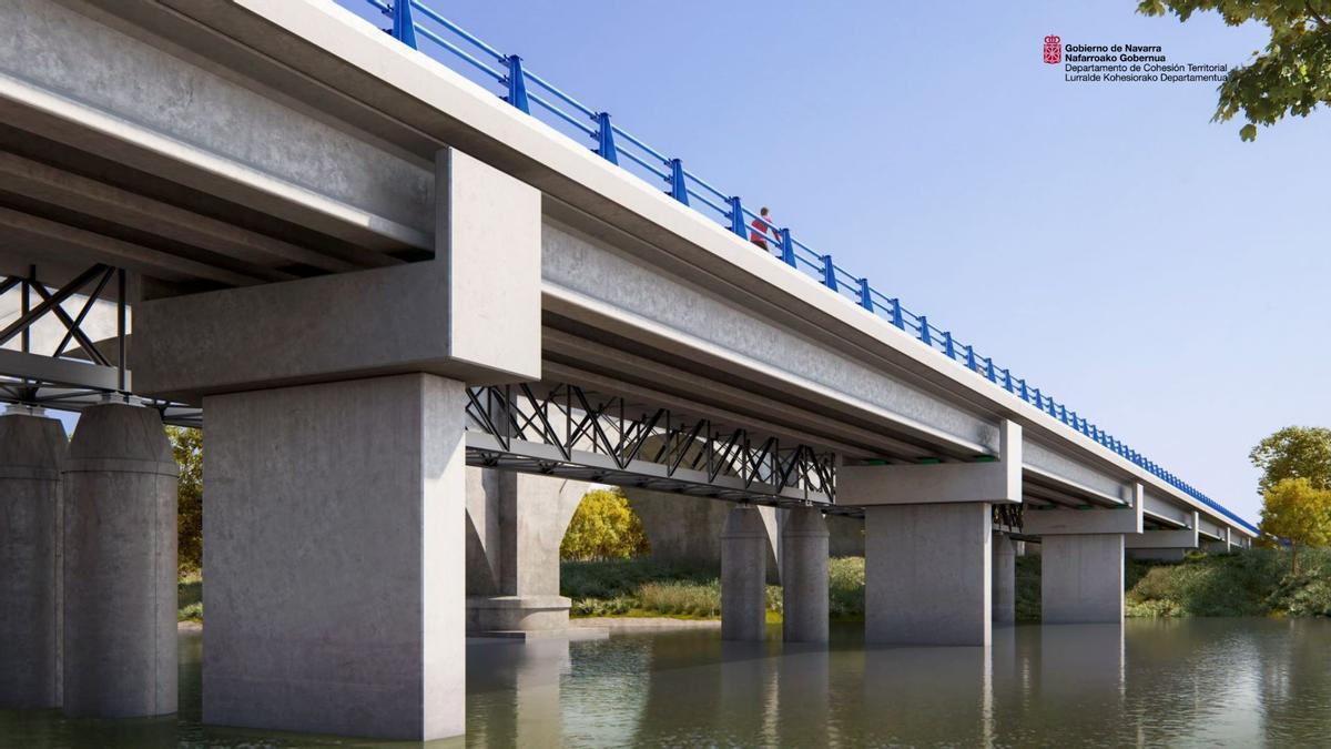 Vista del futuro puente de Marcilla.