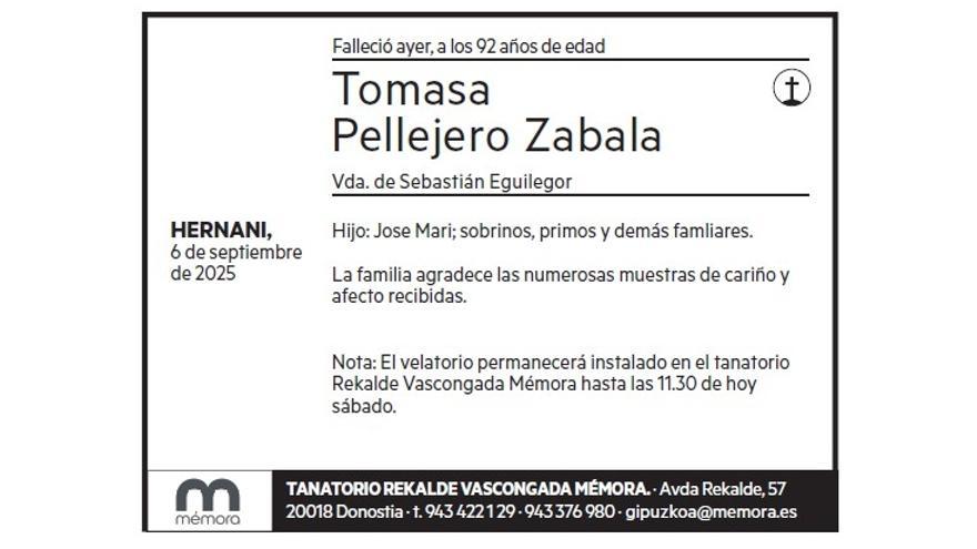 TOMASA PELLEJERO ZABALA