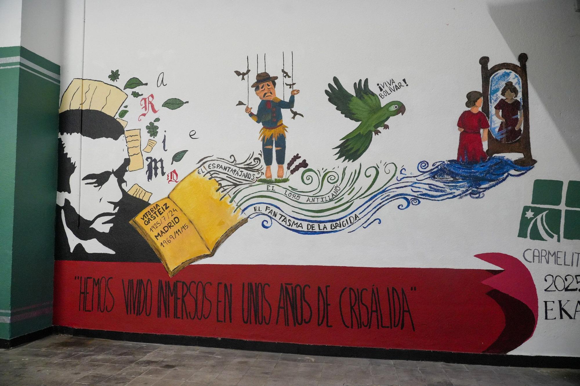 En imágenes: La Casa de Cultura Ignacio Aldecoa luce un nuevo mural