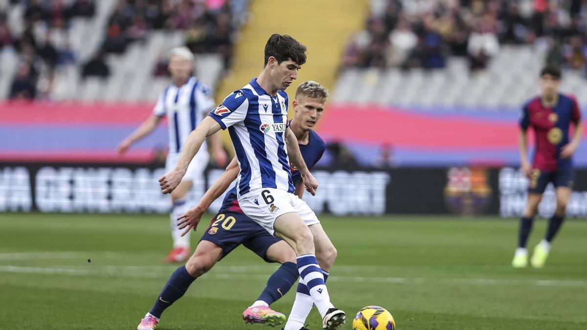 Aritz Elustondo, durante el partido ante el Barça del pasado curso.