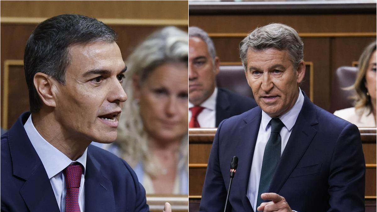 Sánchez y Feijóo en la sesión de control al Gobierno en el Congreso.