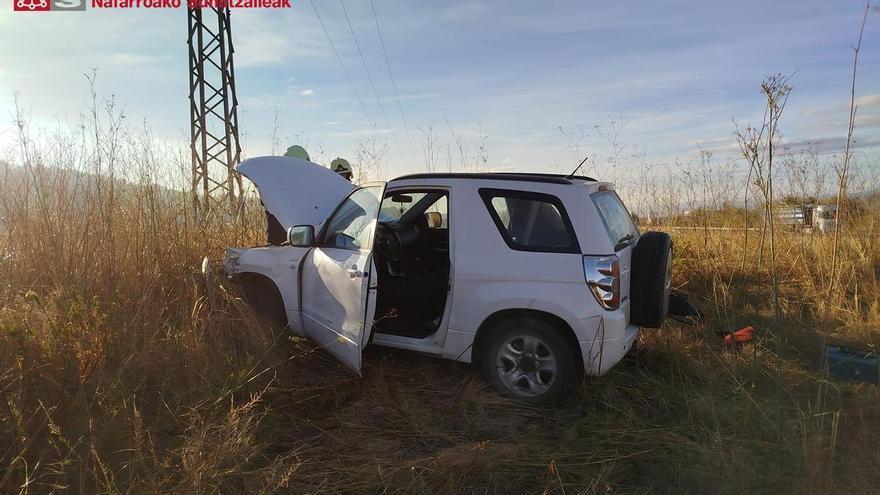 Herida en una salida de vía en la NA-123 a la altura de Lodosa