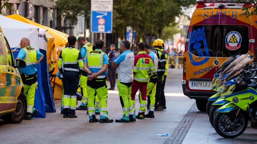 Las imágenes del derrumbe de un edificio en Madrid