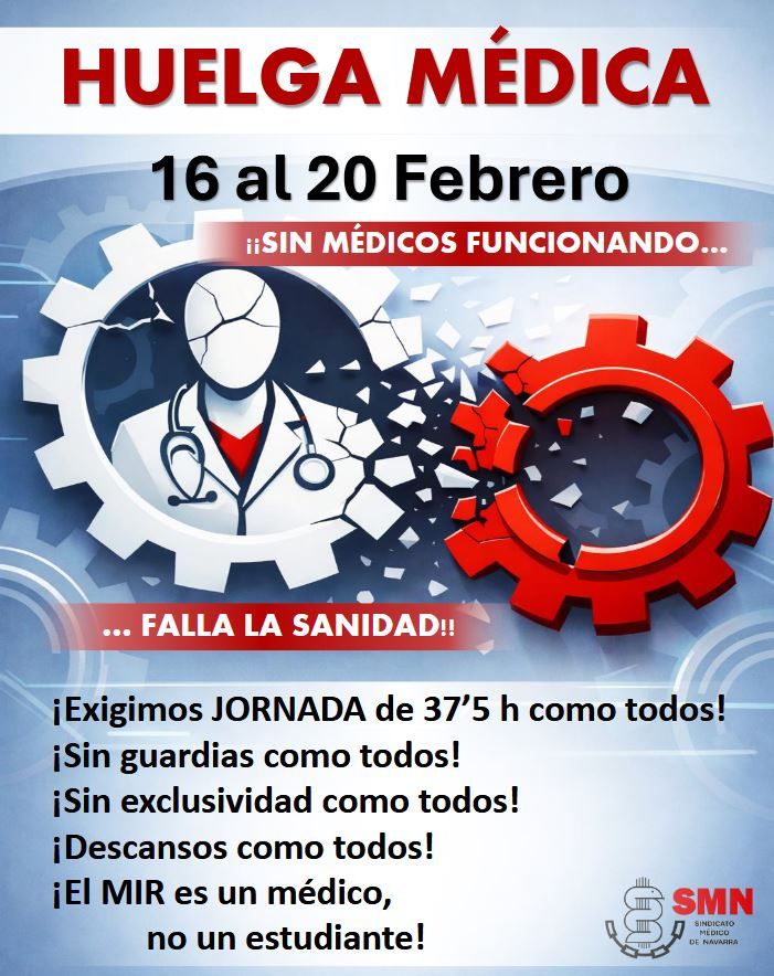 Cartel de huelga del Sindicato Médico de Navarra (SMN).