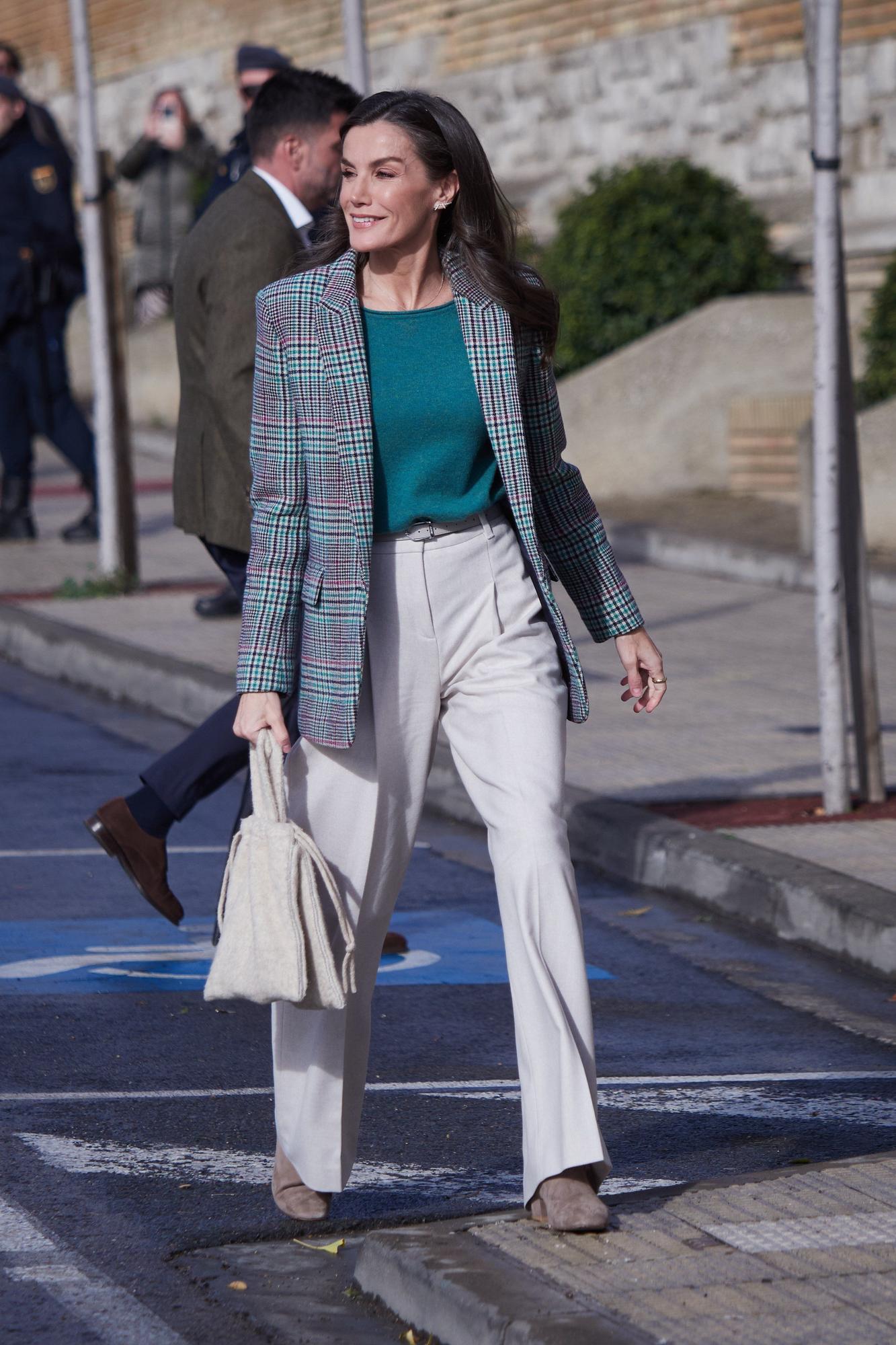 Letizia, a su llegada a Tudela.