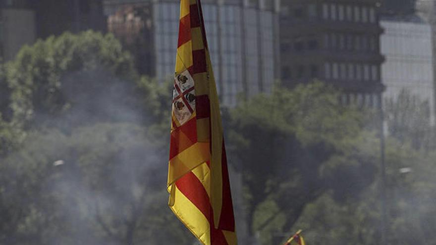 La manifestación en apoyo de la minería del carbón, convocada por los sindicatos, y precedida por la columna de 200 mineros de Asturias, Castilla y León, Castilla La Mancha, Andalucía y Aragón.