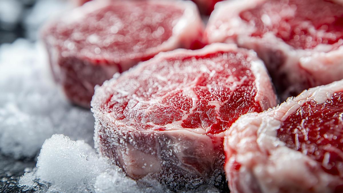 Varios medallones  de carne de vacuno congelados.