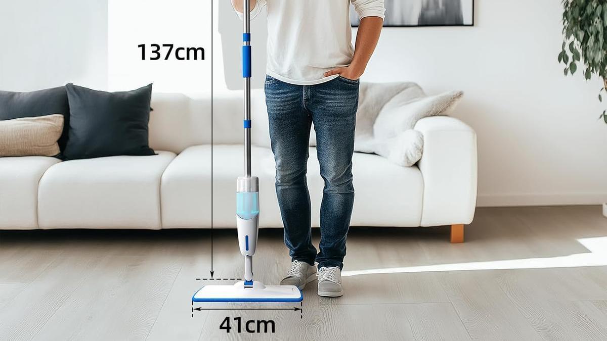Vista de la mopa con pulverizador de Amazon