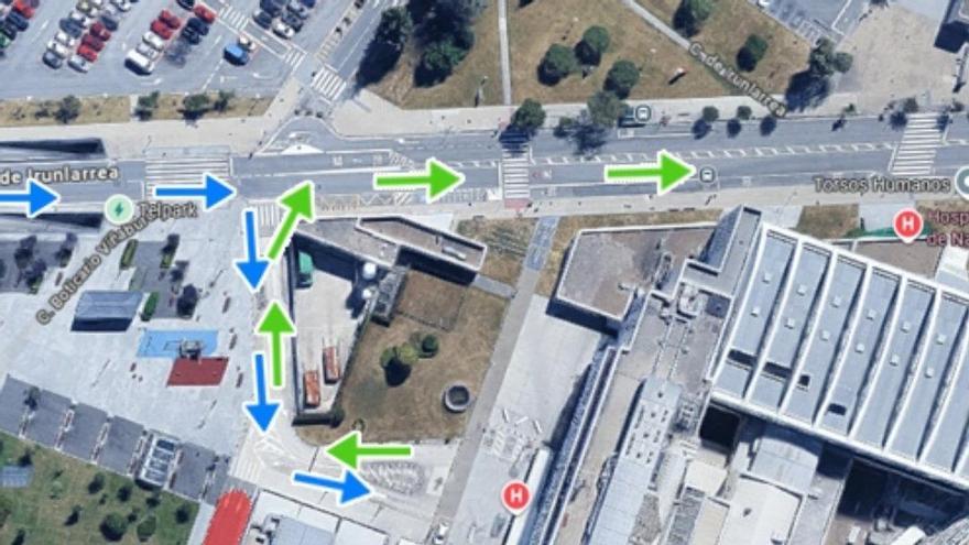 Las obras en el edificio de Maternidad del Hospital Universitario de Navarra provocarán la reordenación del tráfico en la zona durante 20 meses
