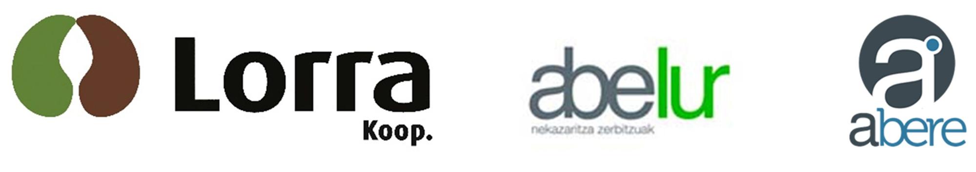 Logotipos de las cooperativas Lorra, Abelur y Abere.