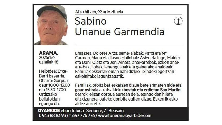 SABINO UNANUE GARMENDIA