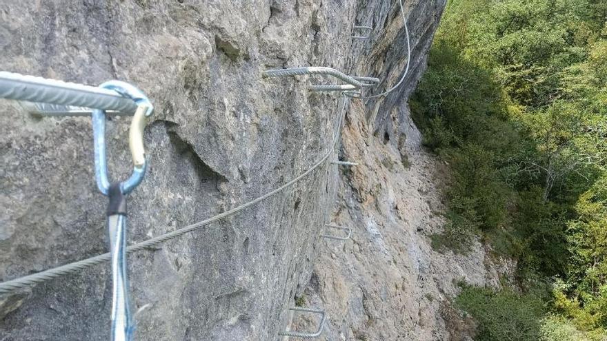 El tramo de dificultad K4 de la nueva vía ferrata.