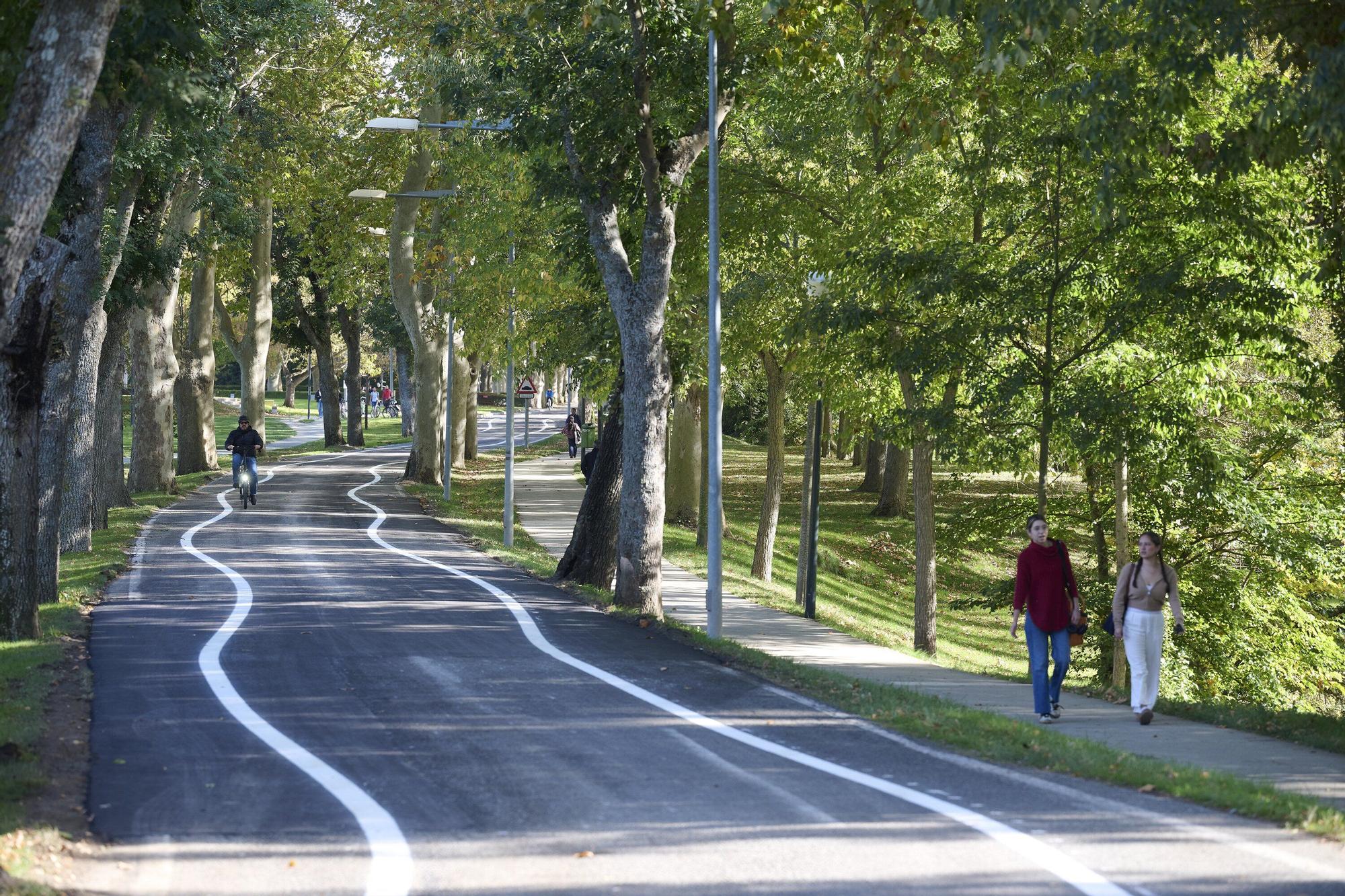 Fotos de las líneas serpenteantes de la carretera de la Universidad de Navarra