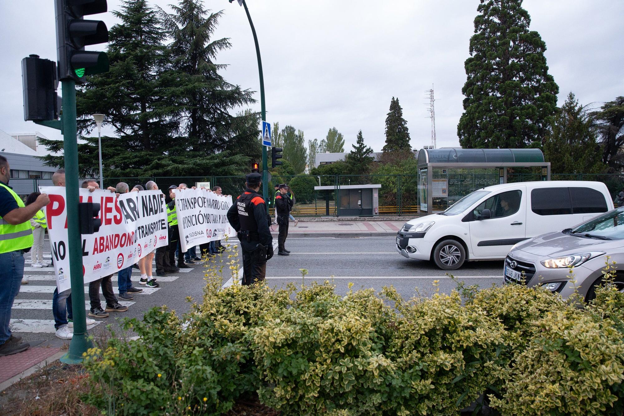 Protesta de los transportistas navarros en Cordovilla