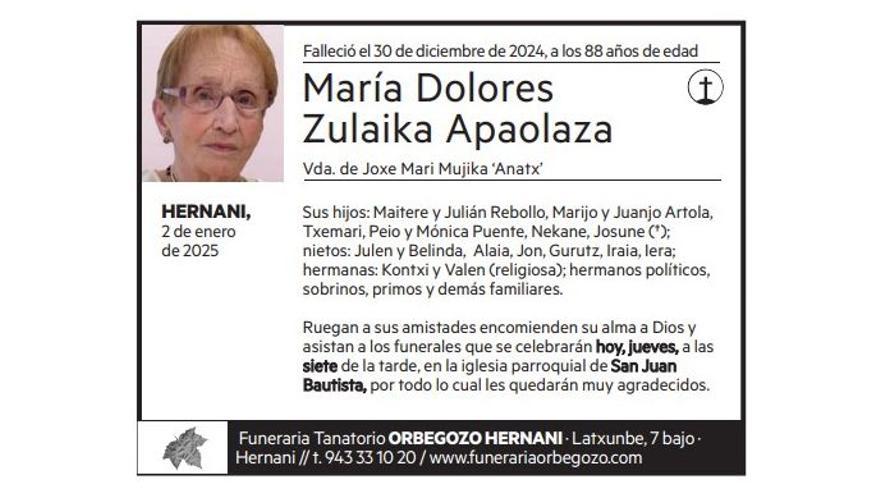 María Dolores Zulaika Apaolaza