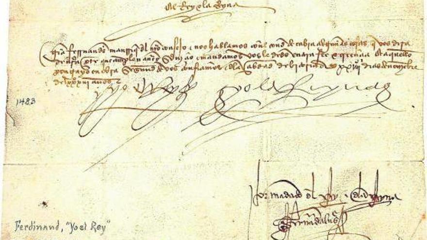 Documento firmado por los Reyes Católicos que se vendió ayer en Dallas por 6.875 dólares.