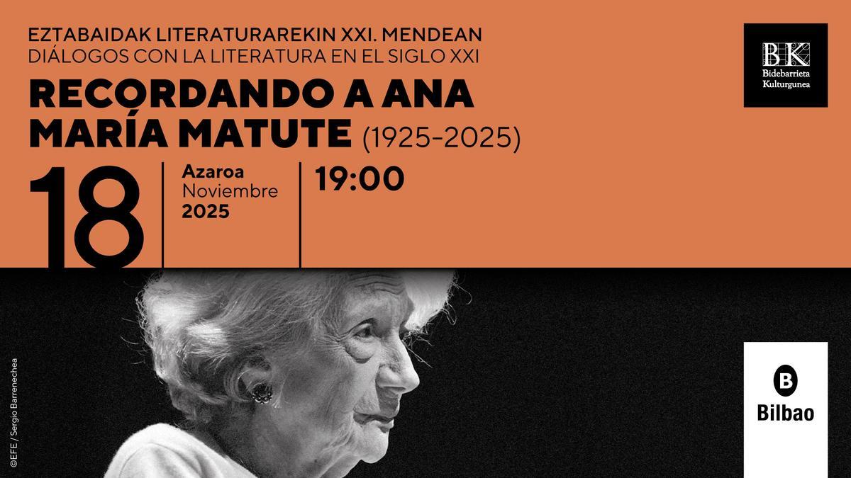 &#039;Recordando a Ana María Matute&#039; hitzaldiaren kartela.