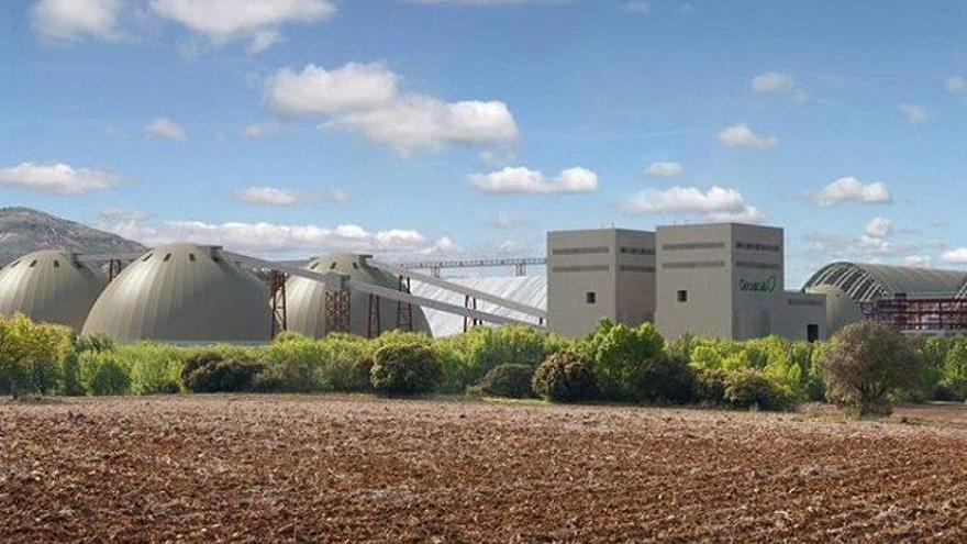 Recreación virtual de una parte de la planta en superficie de Geoalcali en Sangüesa.