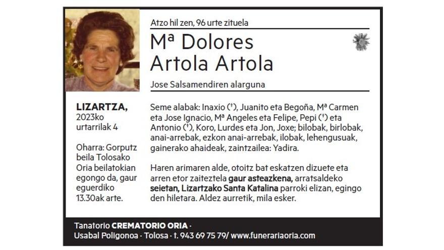 Mª Dolores Artola Artola