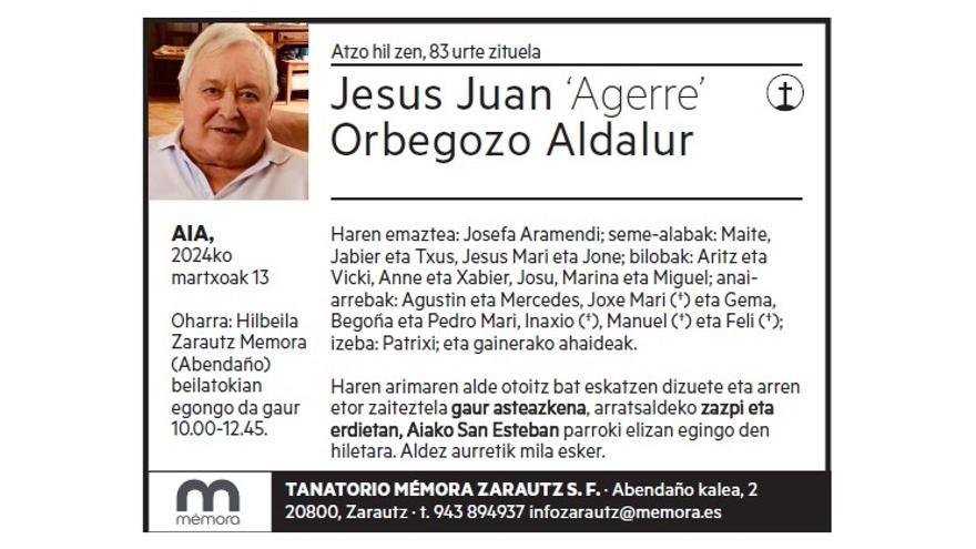 JESUS JUAN ORBEGOZO ALDALUR