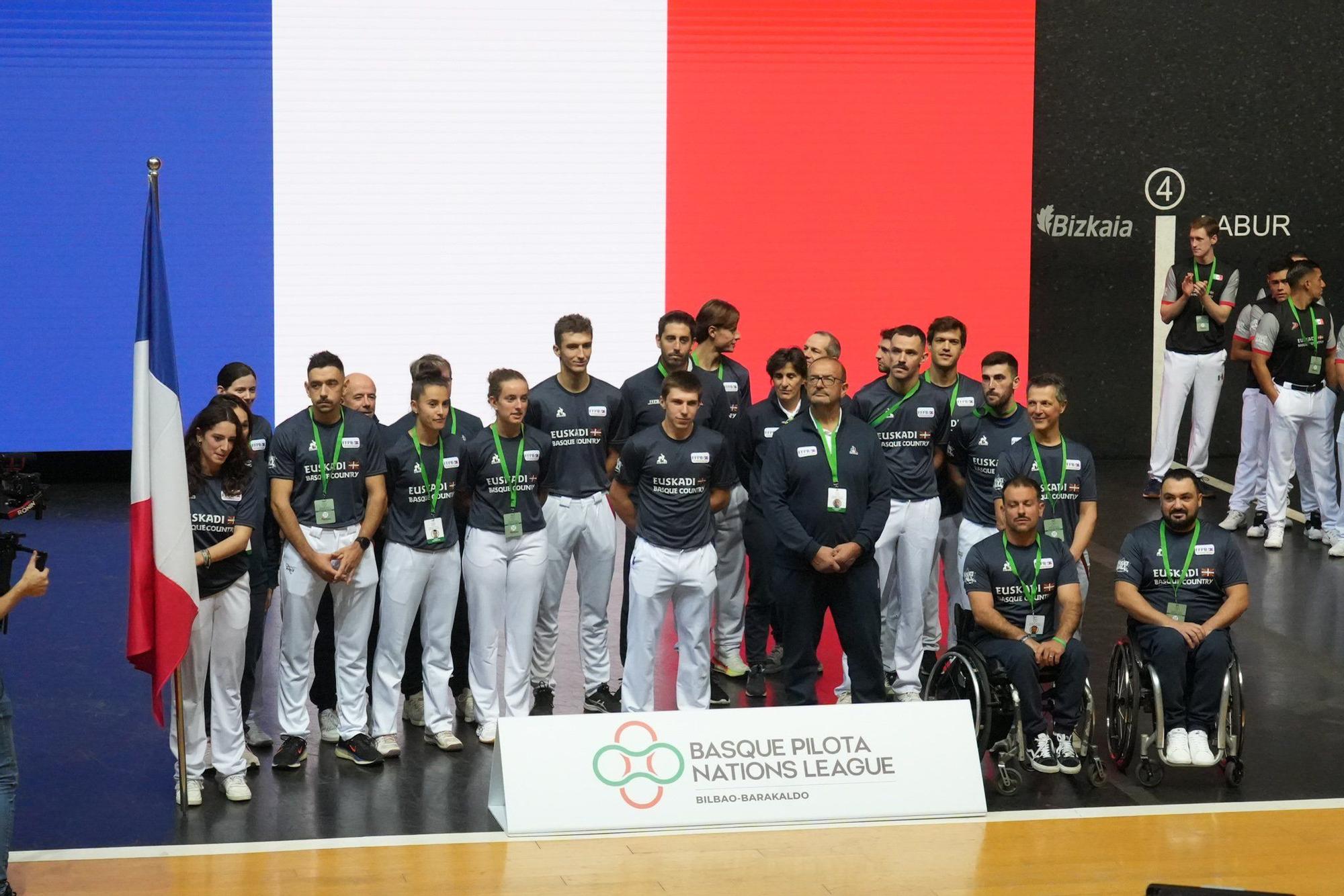 Inauguración de la Liga de Naciones de 36 metros en el frontón Bizkaia