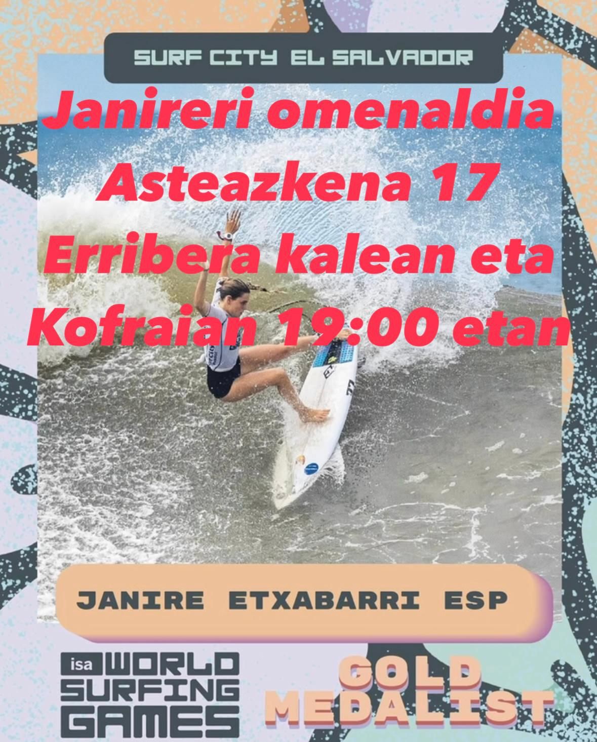 Cartel del homenaje a Janire González-Etxabarri este miércoles en Zumaia.