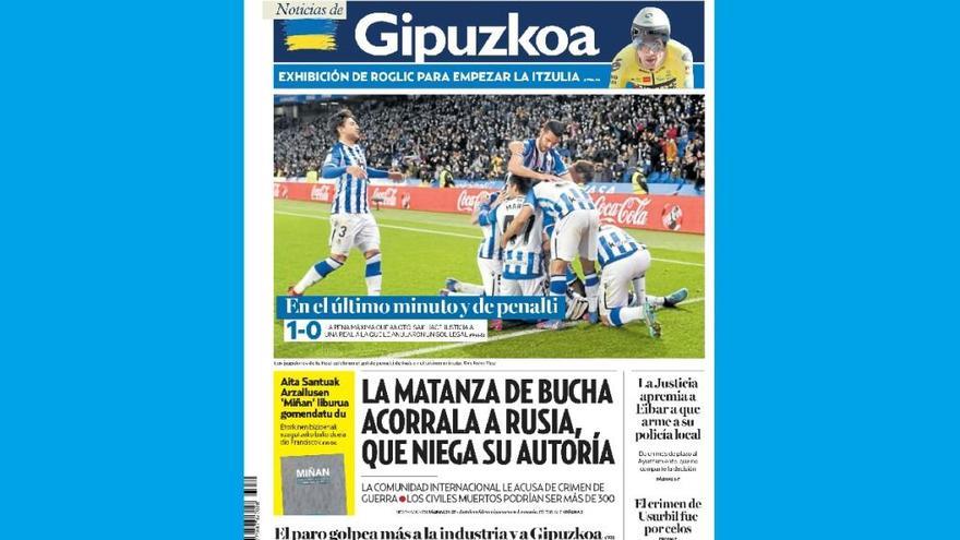 Portada de la edición impresa de este martes