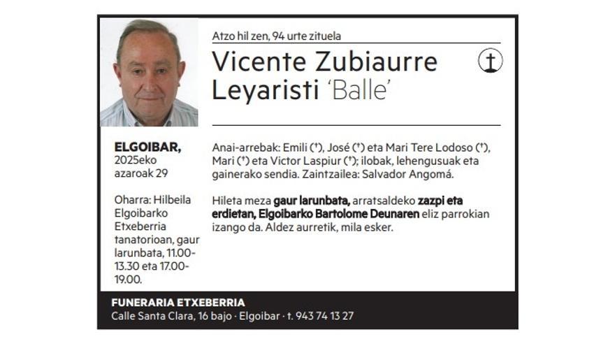 Vicente Zubiaurre Leyaristi
