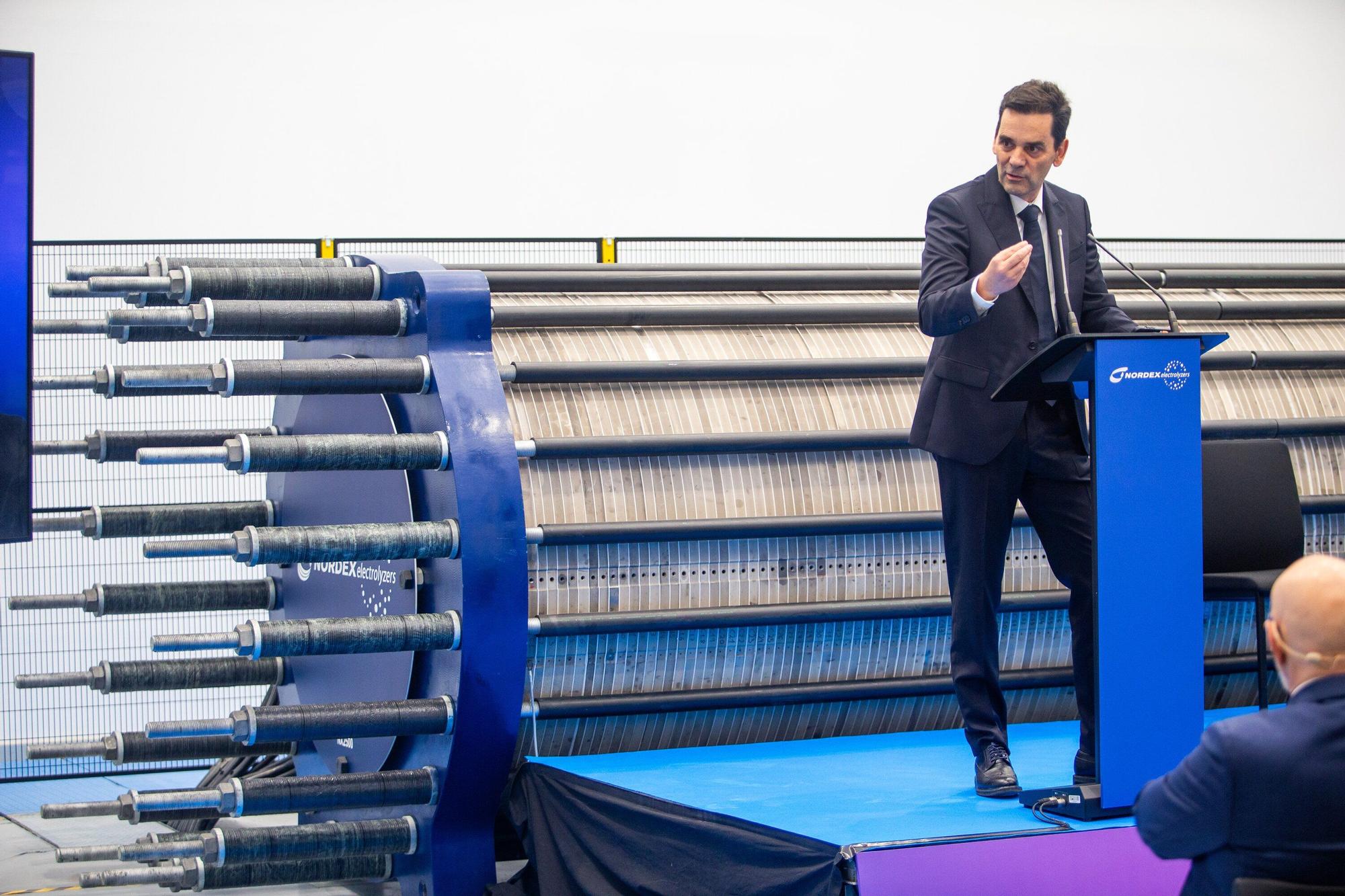 Acto de presentación del Electrolyzer NX2500, el nuevo electrolizador de la empresa Nordex en Lumbier