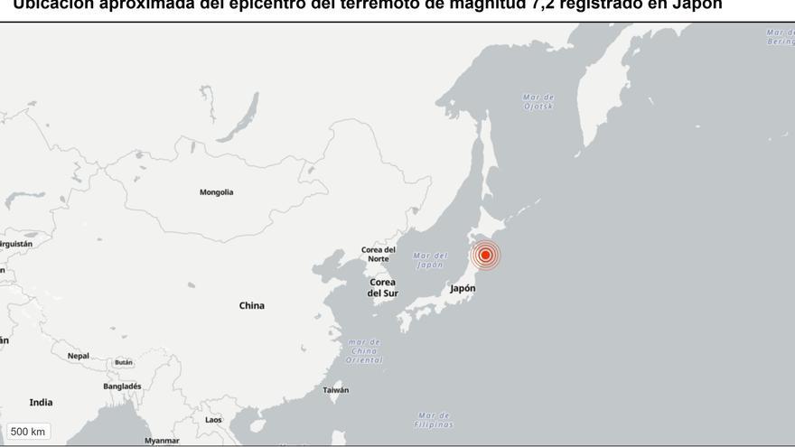 Un potente terremoto de magnitud 7,2 sacude el norte de Japón