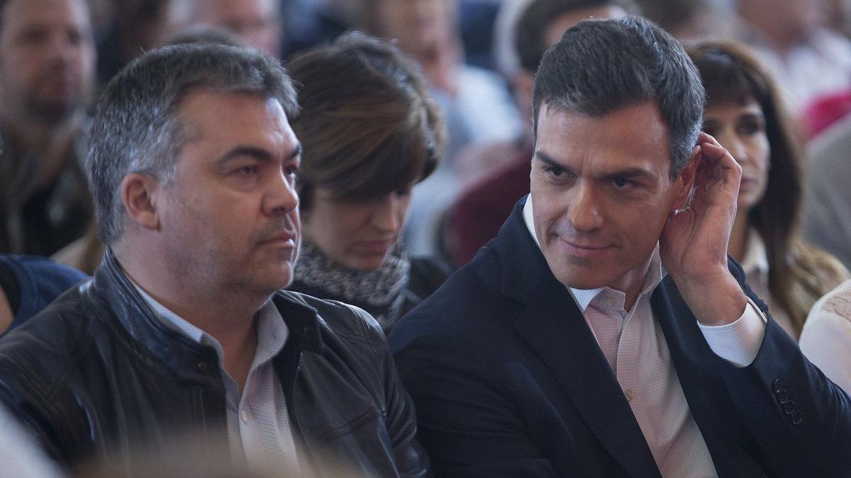 Cerdán y Pedro Sánchez, en 2018 en un acto en Pamplona.