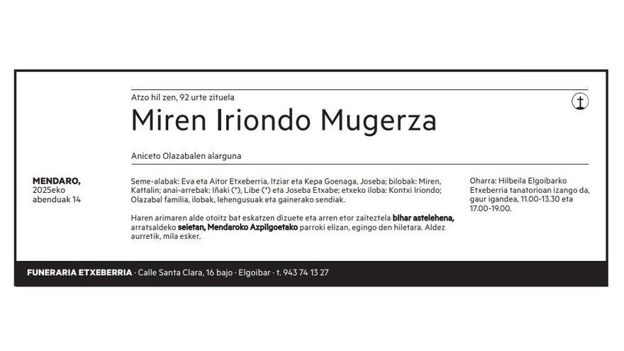 Miren Iriondo Mugerza