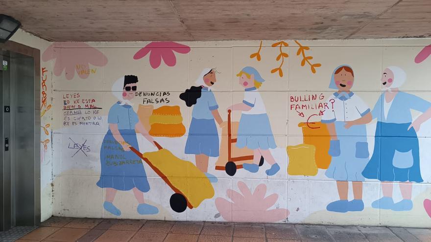 Pasaia condena las pintadas machistas aparecidas en el mural de las carretilleras