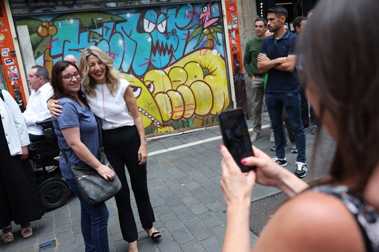 Yolanda Díaz y Ione Belarra comparten campaña de Sumar en Pamplona