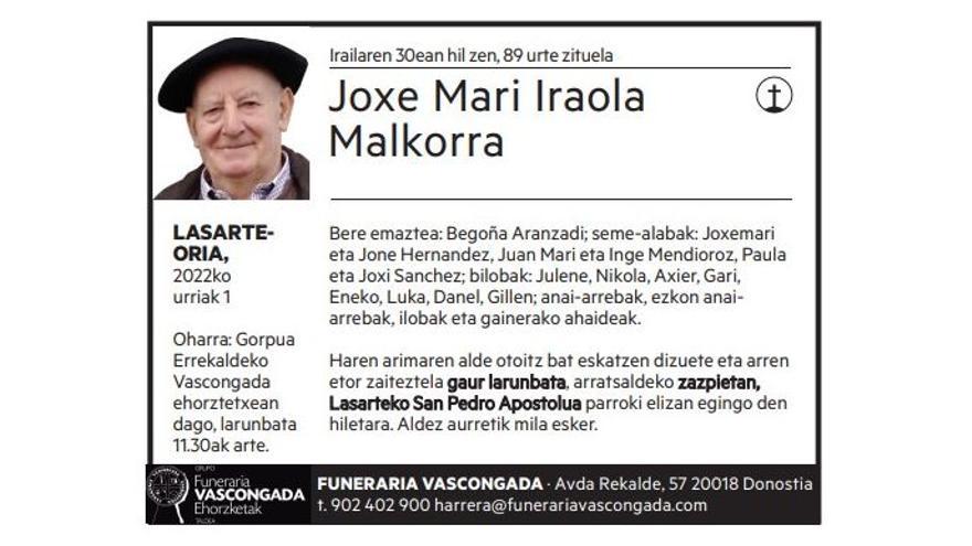 JOXE MARI IRAOLA MALKORRA
