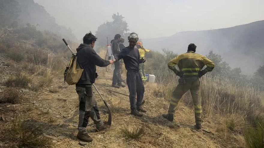 Los bomberos de Gipuzkoa trabajan en la extinción del incendio de Llamas de Cabrera