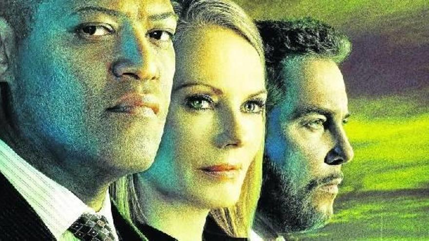 Cartel promocional de la temporada que arranca esta noche, con el ‘novato’ Laurence Fishburne, Marg Helgenberger (Catherine será la nueva jefa del equipo) y William Petersen.