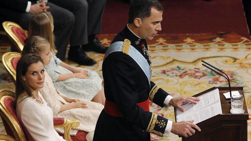 El Rey Felipe VI, durante su discurso en el acto de proclamación ante las Cortes Generales.