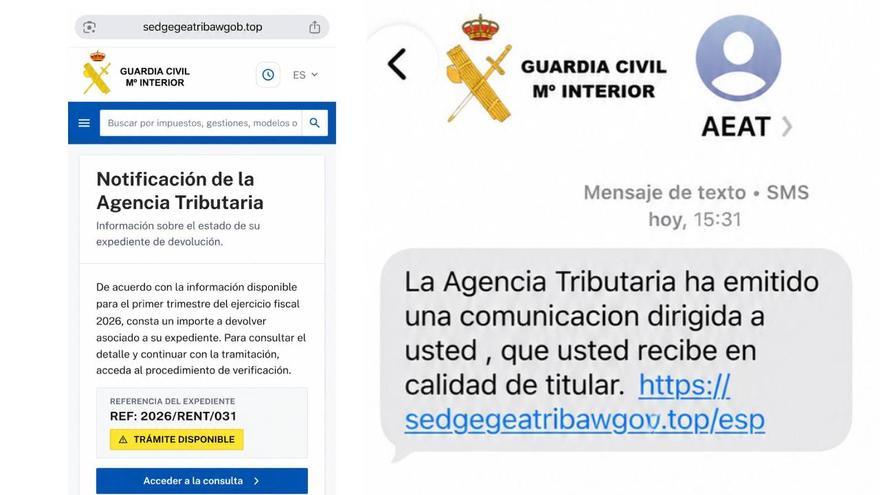 Alerta en Navarra por SMS que suplantan a la Agencia Tributa