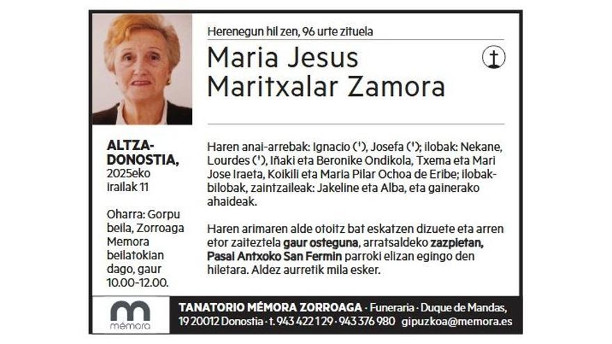 MARIA JESUS MARITXALAR ZAMORA