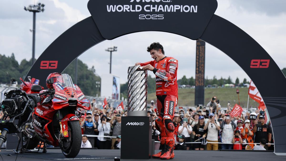 Marc Márquez, en la coronación como nuevo campeón del mundo de MotoGP.