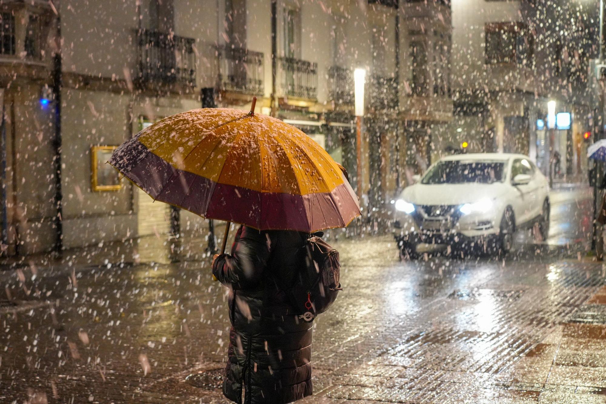 La primera nevada del otoño no cuaja en Vitoria