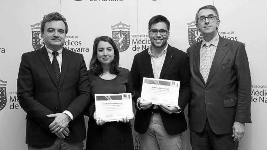 Rafael Teijeira, Alejandra Lacalle, Alfonso Elosua y Enrique Ordieres, ayer en la entrega de las becas.